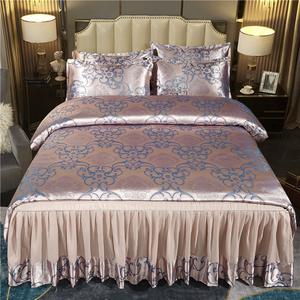 Jacquard Set di biancheria da letto quattro pezzi copripiumino in raso europeo copripiumino letto <span class=keywords><strong>matrimoniale</strong></span> Set biancheria da letto in <span class=keywords><strong>seta</strong></span> di ghiaccio all'ingrosso - Product Image 5