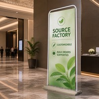 Stand Banner Bingkai Pintu Pabrik 60*160cm 80*180cm, Cetak Poster Logam Custom dengan Alas Tangki Air