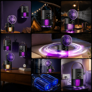 <span class=keywords><strong>Lampe</strong></span> <span class=keywords><strong>anti</strong></span>-moustiques LED 6-en-1 avec ventilateur, 5 vitesses, rechargeable par USB, tue-insectes portable, lanterne de <span class=keywords><strong>camping</strong></span> extérieure pour la maison et le bureau - Product Image 3