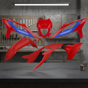 Kit Plastiche 2023-2024 Beta RR 300 con Portafaro Racing Bicolore Rosso-Blu Accessori Moto - Product Image 3