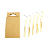 Brosses interdentaires en bambou courbées en forme de L CoralClean pour les espaces étroits, les appareils dentaires, les implants, kit de soins bucco-dentaires écologiques pour adultes, CE