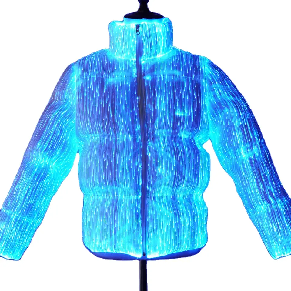 Chaqueta con luz Led recargable para hombre y mujer, chaqueta cálida de fibra óptica luminosa para rendimiento, Unisex