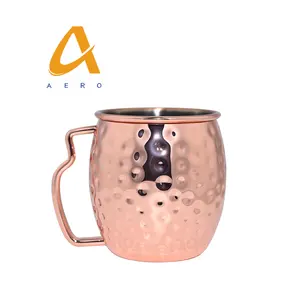 Custom 350ml Metal Coffee Beer Cocktail Mug Stainless Steel Hammered Copper Moscow Mule Mugs