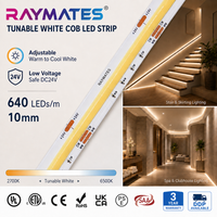 Bande lumineuse LED COB personnalisée RAYMATES 24V, double couleur réglable, CRI90, 640 LED, 15W, flexible, pour escaliers et plafonds