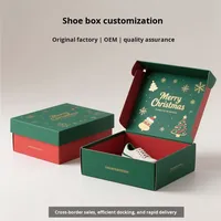 Emballage de dossiers personnalisé, boîte en carton ondulé, couvercle blanc en forme d'avion, base, papier kraft de Noël, boîte vide recyclable, chaussures