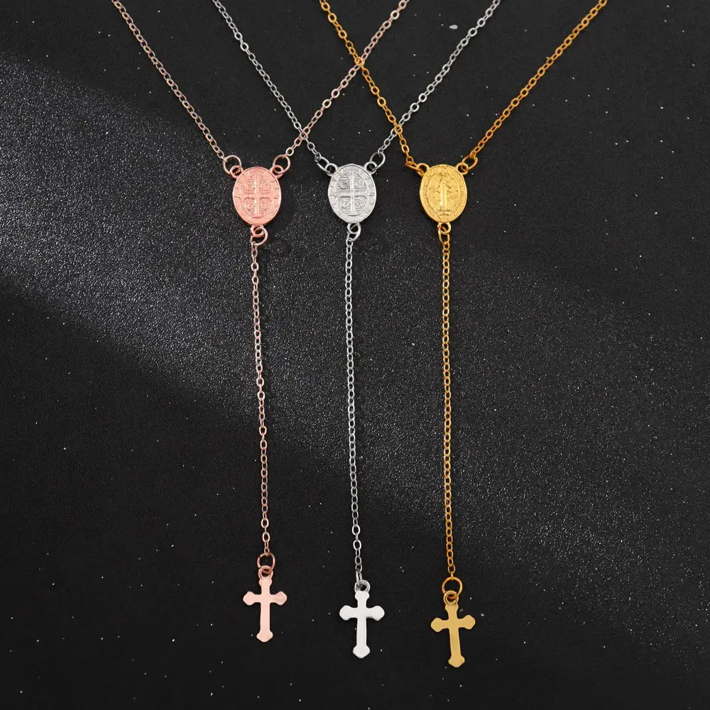 Sprankelende Kruis Hanger Lange Ketting Ketting Glitter Kralen Ketting Rozenkrans Madonna Munt Kettingen Religieuze Sieraden