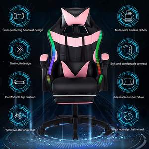 Asientos de carreras de carbono con luz LED más baratos, Silla Rgb, consola de videojuegos, silla para juegos con altavoz Bluetooth y reposapiés - Product Image 3
