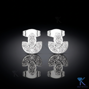 ต่างหูเพชรเลียนแบบรูปดอกบัว ประดับเพชร 6 เม็ด ทองคำแท้ 14K 18K เครื่องประดับผู้หญิงชั้นดี ของขวัญวันครบรอบแต่งงาน - Product Image 3