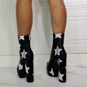 Bottines pour femmes Streetwear à bout rond, plateforme, fermeture éclair latérale, talon épais, personnalisables, grande taille 47 - Product Image 5