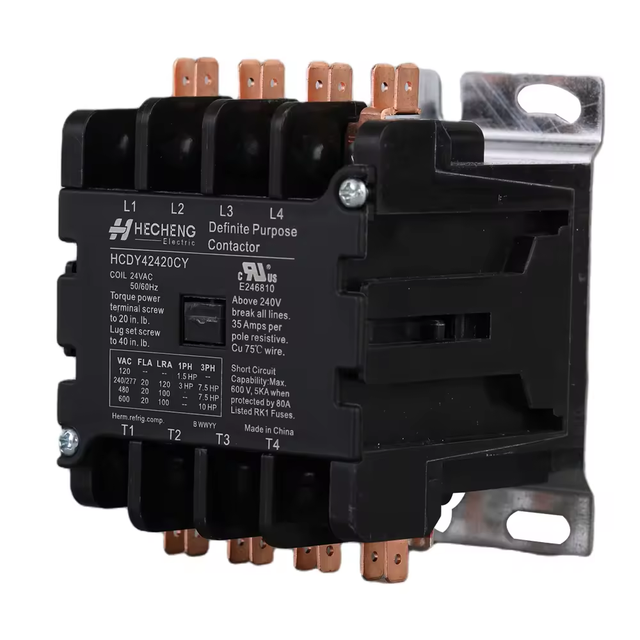 HCDP-4P UL Listed Definite Purpose Contactor 4P 20A Magnetic air Conditioner Contactor for HVAC Application
