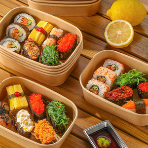 Caja de Almuerzo Ecológica Biodegradable para Llevar, Caja de Papel para Comida, Caja de Papel <span class=keywords><strong>Kraft</strong></span> para Restaurante con Tapas - Product Image 6