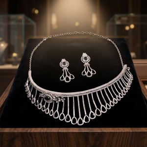 Sophisticated Chic Classic Style Pearl <b>Silver</b> <b>Choker</b> Necklace and Earrings Set Fine Luxury Jewelry for Luxurious Look - Product Image 4