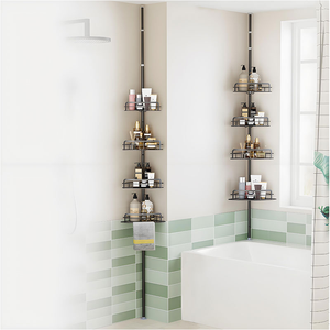 Estante de Ducha Telescópico de 4 Niveles, Ajustable, de Acero al Carbono, Organizador de Baño, Soporte para Ducha - Product Image 1