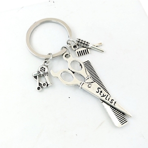 Tijeras de estilista, secador de pelo, peine, llavero de peluquero - Product Image 2