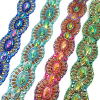 Décoration de costume de carnaval 2025 : Appliques thermocollantes en résine irisée, strass et chaîne de pierres à fixer à chaud