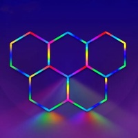 E-top Haute Qualité Éclairage Intérieur Moderne RVB Hexagonal 5-Grille Lumière Led Pour Décor Restaurant et Salle de Jeux Vidéo