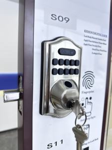 Serrure de porte intelligente, entrée sans clé avec empreinte digitale, mot de passe et accès Bluetooth, finition <span class=keywords><strong>nickel</strong></span> brossé - Product Image 2