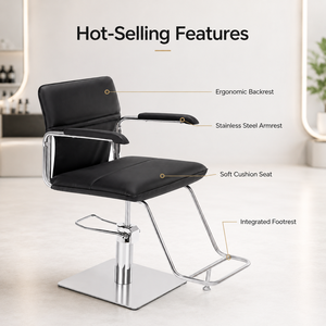 Chaise de coiffure professionnelle de luxe noire pour salon de beauté, mobilier de salon de coiffure, chaises de barbier pour barbershop, vente en gros - Product Image 4