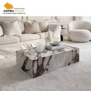 <span class=keywords><strong>Table</strong></span> <span class=keywords><strong>basse</strong></span> rectangulaire en marbre moderne de luxe avec finition lisse et base robuste design sans couture pour le salon - Product Image 2