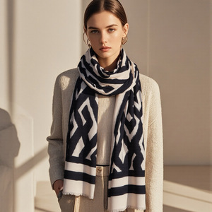 Warm Geometric Diamond Pattern <b>Wool</b> Blend Scarf for Women 90x180cm Soft Large Shawl Elegant Fashion <b>Wrap</b> - Product Image 1