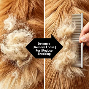 Ensemble de peignes de toilettage <span class=keywords><strong>pour</strong></span> animaux de compagnie 6 en 1 avec poignée ergonomique antidérapante, dents en acier fin, élimine efficacement les poils et les <span class=keywords><strong>puces</strong></span> - Product Image 3