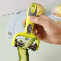 Éplucheur multifonction 3 en 1 écologique en acier inoxydable avec poignée, outil pour éplucher les fruits et légumes, passe au lave-vaisselle, gadgets de cuisine