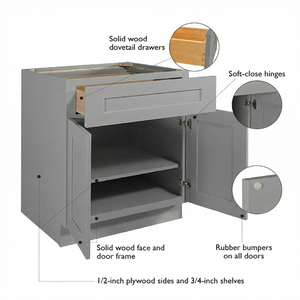 Gabinete de Cocina Modular Clásico Moderno Personalizado OEM |   <span class=keywords><strong>RTA</strong></span> / Melamina / Madera Contrachapada |   Ecológico |   Para uso en apartamentos y villas - Product Image 2