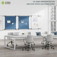 Poste de travail linéaire ergonomique moderne extensible avec structure en fer pour 8 personnes, table longue, organiseurs de bureau et gestion des câbles