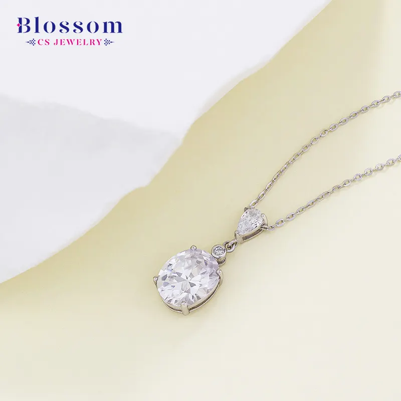 Blossom CS perhiasan 2024 model baru klasik 925 kristal perak kalung anting Stud 2 buah zirkon Set Perhiasan untuk wanita