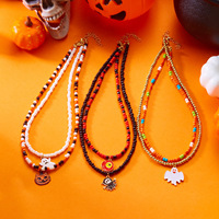 Ensemble de colliers fantaisie Halloween, chat fantôme, style bohème, dessin animé, pendentif créatif et amusant, collier ras du cou, bijoux pour femmes, accessoires de fête 2025