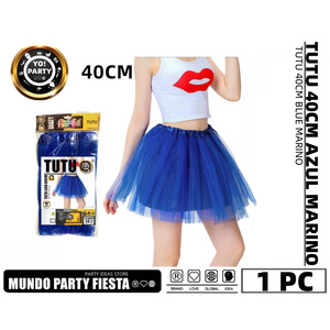Gonna a pieghe stile impero Casual da ragazza Tulle blu reale con stampa tessuto traspirante taglia XS-lunghezza corta per la primavera estate autunno - Product Image 1