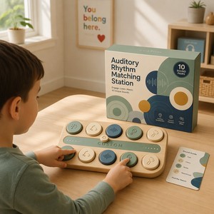 Stazione di Abbinamento Ritmico Personalizzata in Legno, Gioco Sensoriale per lo Sviluppo delle Abilità di Ascolto per l'Educazione Speciale - Product Image 4