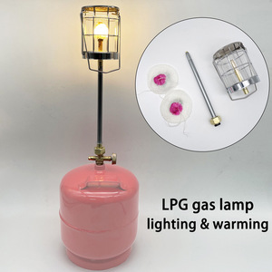 Lampe à gaz de camping, longueur 35 cm, corps en métal avec abat-jour en verre pour usage extérieur - Product Image 5