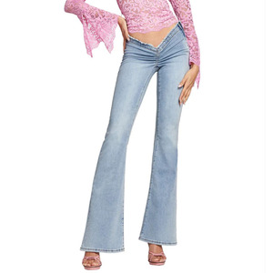 Pantaloni <span class=keywords><strong>Jeans</strong></span> di vendita caldi Sexy V Design <span class=keywords><strong>Jeans</strong></span> lavati blu a <span class=keywords><strong>vita</strong></span> <span class=keywords><strong>bassa</strong></span> Femme - Product Image 1