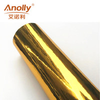Vinilo Adhesivo Brillante Dorado Anolly PET para Plotter, Rollo de Vinilo con Diseño Metálico