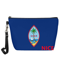 Pochette de maquillage en similicuir PU avec drapeau national de la Dominique et anse de transport, idéale pour les voyages et le rangement sur coiffeuse