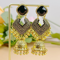 Boucles d'oreilles pendantes pour femmes, style bohème rétro, en alliage de zinc plaqué argent, avec cristaux sertis clos et pampilles cloche, bijoux cadeau