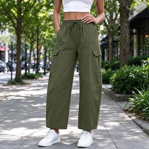 Pantalones <span class=keywords><strong>Cargo</strong></span> de Mezclilla para <span class=keywords><strong>Mujer</strong></span> con Cintura Ajustable, Corte Medio, Sin Elasticidad, Estilo Utilitario para Senderismo - Product Image 5