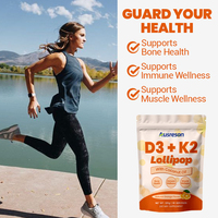 Ausreson OEM Vitamines D3 et K2 B12, Calcium, Magnésium, Zinc, Suppléments Osseux en Sucette, Immunité, 10000 UI, Vitamine D3 K2 Sucette