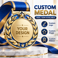 Médaille personnalisée gravée en relief 3D avec ruban coloré, emballage en boîte cadeau, OEM ODM, échantillonnage rapide, médaille de récompense pour commande en gros