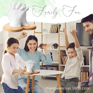 Couple <b>Hand</b> <b>Mold</b> Display Stand Wooden Base For Wedding Home Decoration Modern Style Irregular Shape Natural Wood Color - Product Image 2