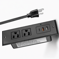 Multiprise encastrable de bureau avec port USB-C PD 20W à charge rapide, port USB-A, prise de bureau dissimulée pour mobilier avec rallonge