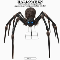 Décoration d'Halloween : Araignée géante lumineuse de 1,85 m à détection électrique, simulation réaliste, mobile, pour une ambiance terrifiante