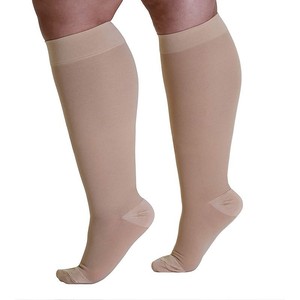 Qingge Compression Stockings Mid-Calf Plus Size Anti-Variation Elastic Socks For <b>Running</b> Women's Socks Solid Color Nylon - Product Image 4