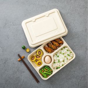 Contenitori per Alimenti Usa e Getta Compostabili in Bagassa di Canna da Zucchero con 2/3/4/<span class=keywords><strong>5</strong></span>/6/7 Scomparti, Scatole da Asporto, Piatti per Catering, Vassoi per Alimenti - Product Image 6