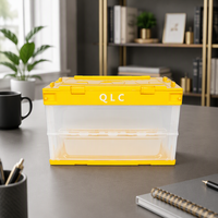 Boîte de rangement pliable en plastique transparente, organisateur mural pliable pour la maison, bac de rangement empilable pour placard avec couvercle
