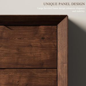 Tall Walnut Chest of <b>Drawers</b> <b>6</b> <b>Drawer</b> Vertical Dresser with Hidden Recessed Pull Handles Unique & Thickened Frame - Product Image 3