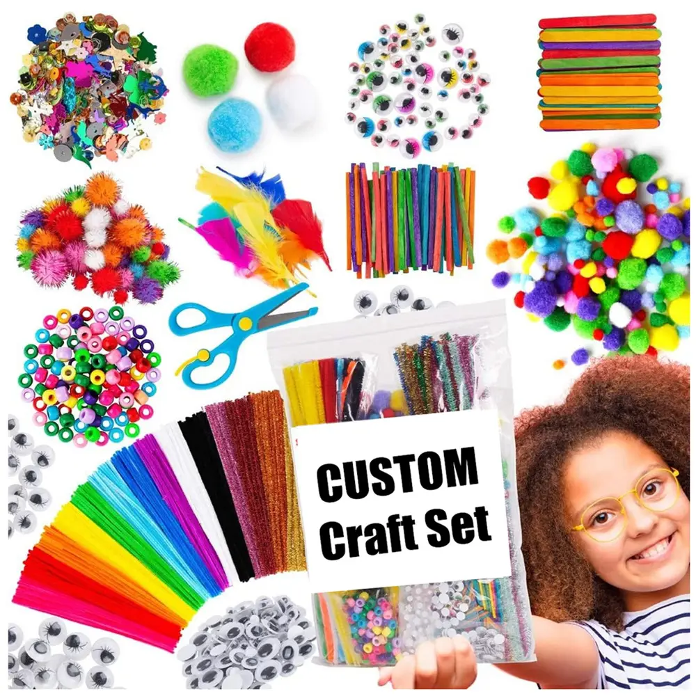 Custom DIY Art Craft Supplies Kit Multicolor For Kids Child Crafts Kit Set With Art And Craft Materials Supplies For Kids