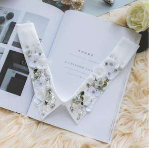 Nuovo oro di lusso fatto a mano 3d paillettes fiore decorativo falso colletto staccabile per le donne - Product Image 2