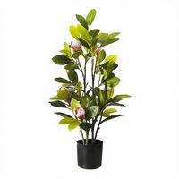 Lvyun (Green Melody) Árbol de Magnolia Artificial de Plástico de 70 cm, Orquídea de Aspecto Natural, Flor de Orquídea Rosa, Planta de Interior